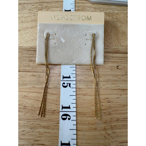 Nordstrom Gold-Tone Long Dangle Earrings Elegant Chain Design For Women - Picture 4 of 9